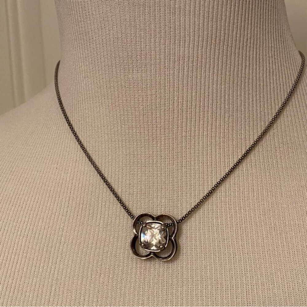 SILPADA NECKLACE STERLING SILVER 925 POPCORN CHAIN 16” CZ FLOWER PENDANT N1411